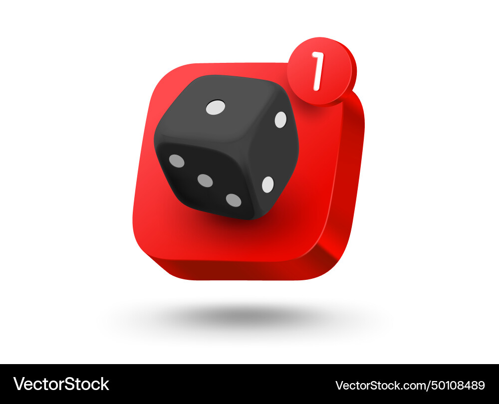 Mobile Game App Icon - Dice & Notification Vector Image