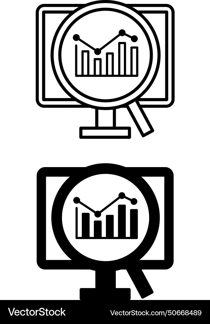 Monitoring icons black and white computer Vector Image