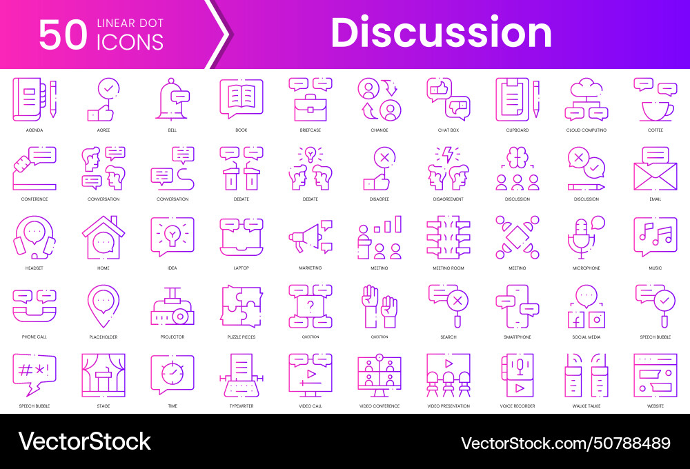 Set of discussion icons gradient style icon bundle Set of discussion icons gradient style icon bundle vector image