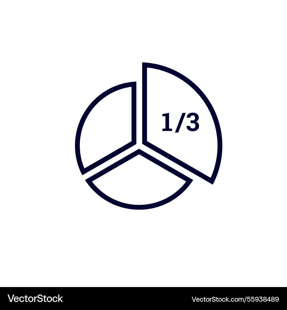 Simple black pie chart with one third vector image