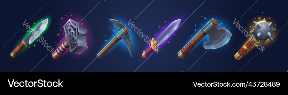 Viking weapons set for computer game on background vector image