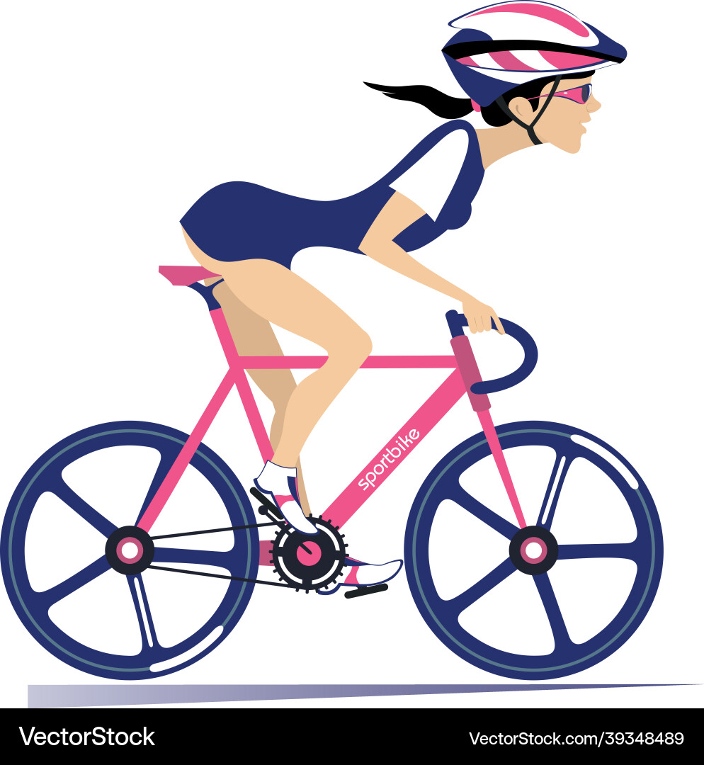 Ziemlich junge Frau reitet ein Fahrrad Ziemlich junge Frau reitet ein Fahrrad vektorbild