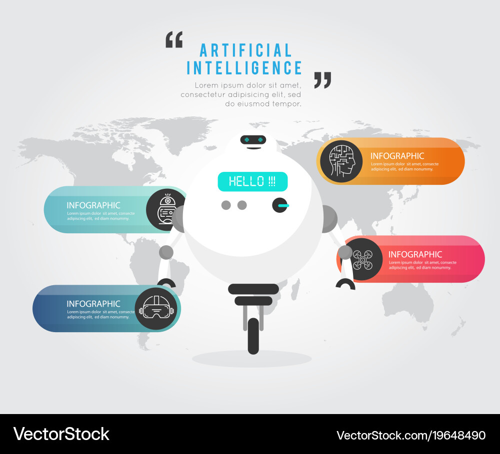 Ai big robot on map background design Vector Image
