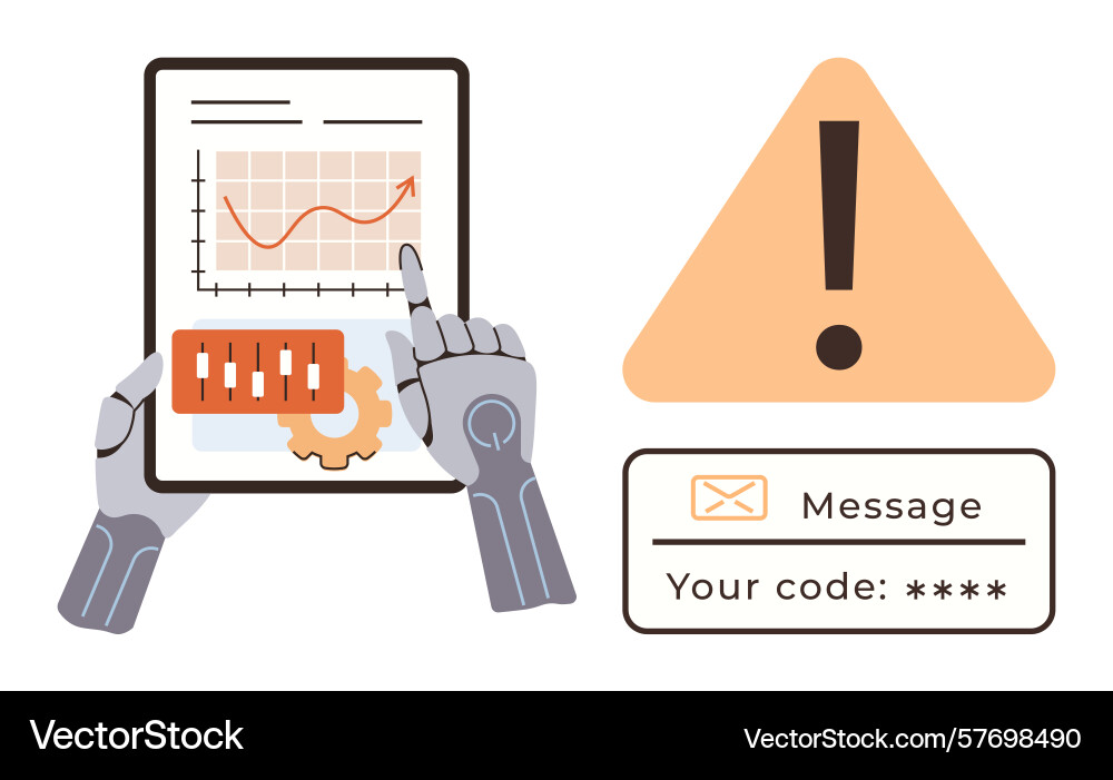 Artificial intelligence analyzing data on tablet Artificial intelligence analyzing data on tablet vector image