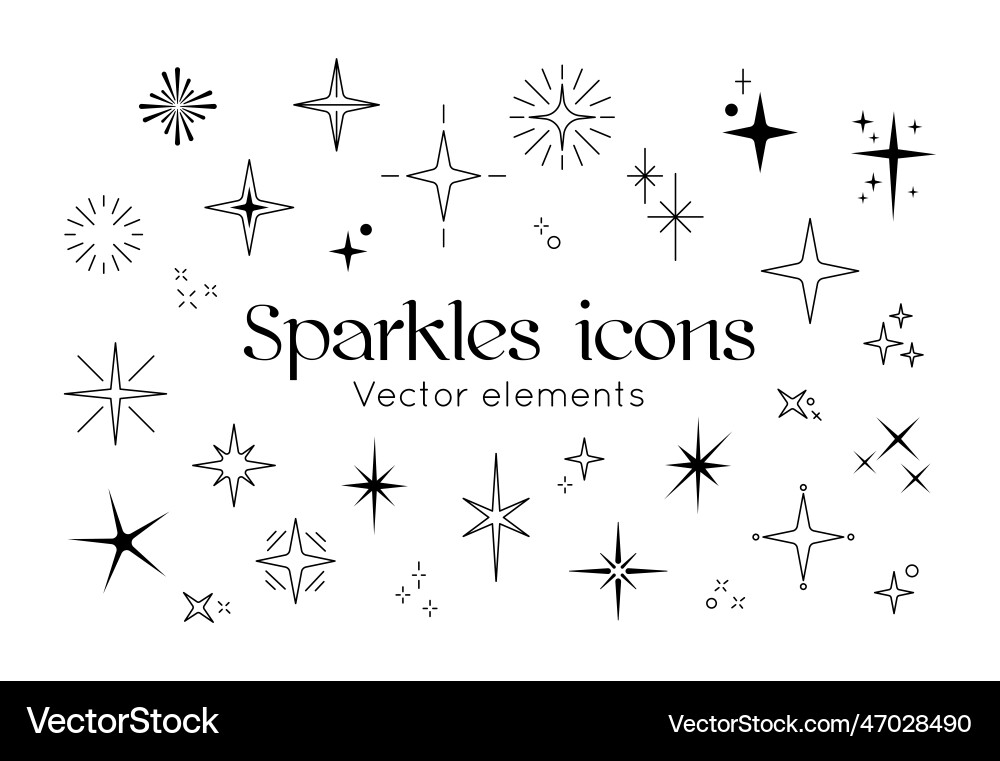 Glitter sparkle icons star twinkle shiny festive Glitter sparkle icons star twinkle shiny festive vector image
