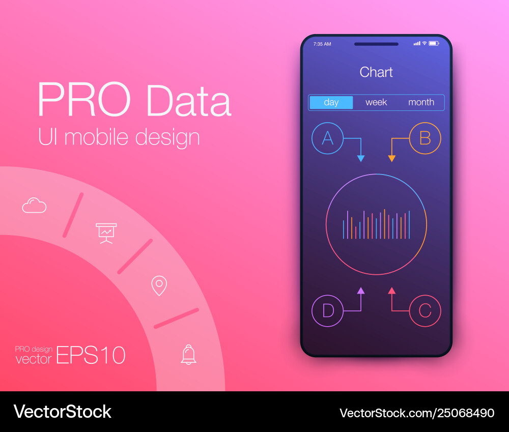 Mobile phone application for analytics stock Mobile phone application for analytics stock Vector Image