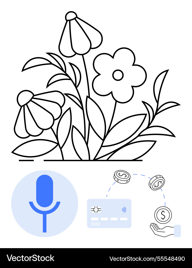 Voice command system for financial transactions Voice command system for financial transactions vector image