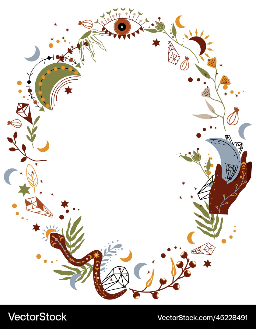 Celestial Snake & Moon Composition Vector Image