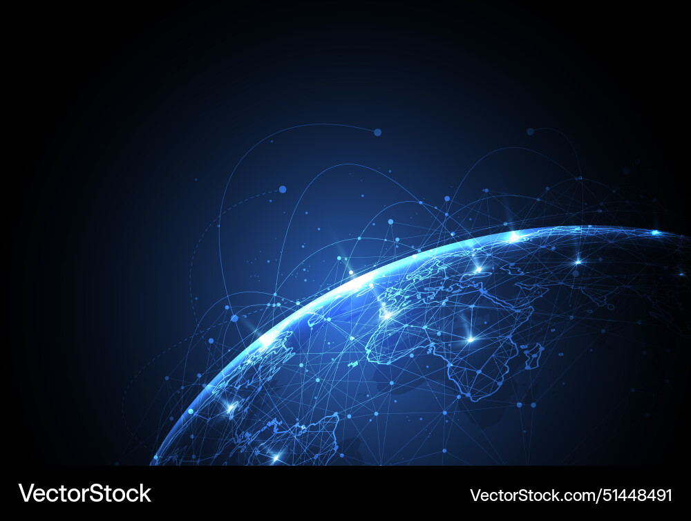 Global network connection world map point Global network connection world map point vector image