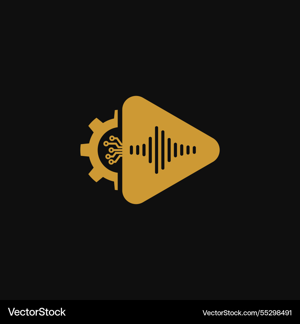 Gold Play Button Royalty Free Vector Image Vectorstock