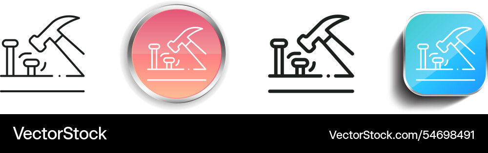 Hammer icon thin linear regular and button style vector image