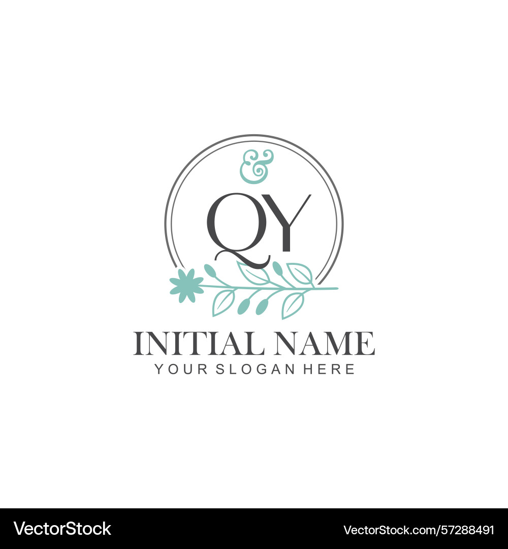 Qy initial logo templates with botanical elements Vector Image