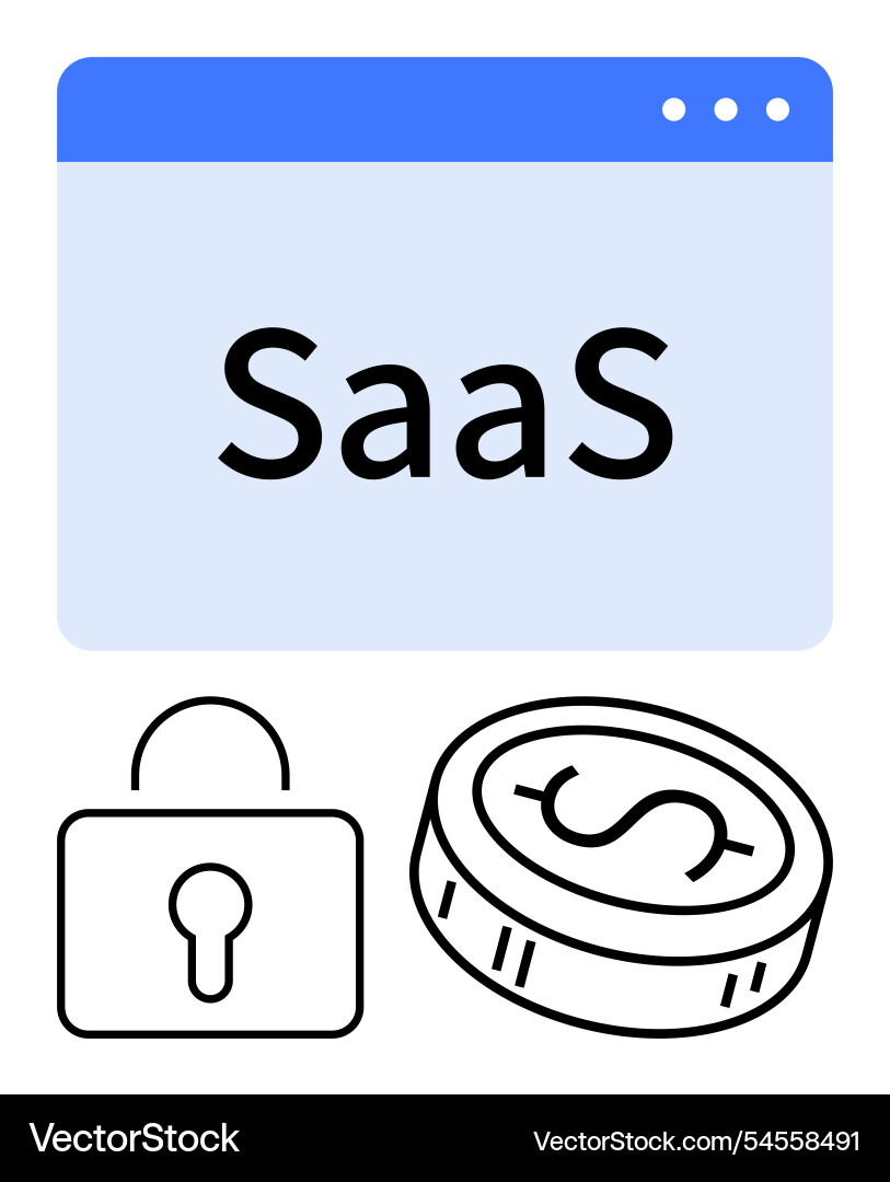 Saas window with coin and secure lock icons Saas window with coin and secure lock icons vector image