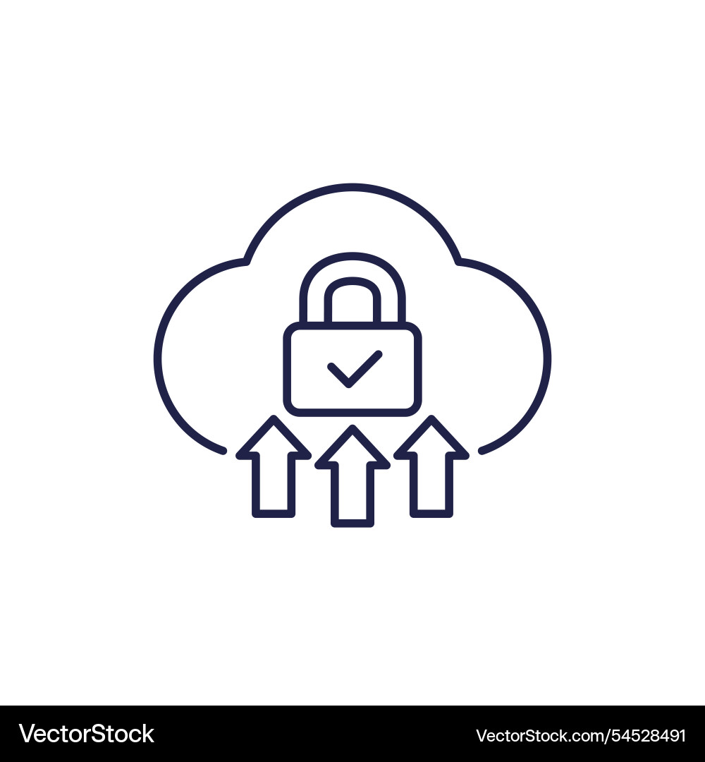 Upload to secure cloud line icon vector image