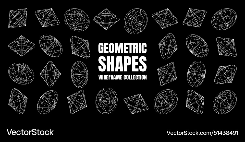 Wireframe lined shapes perspective mesh 3d grid Wireframe lined shapes perspective mesh 3d grid vector image