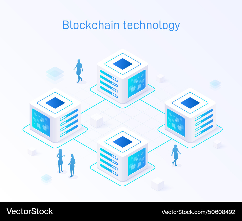 An isometric of a blockchain An isometric of a blockchain Vector Image