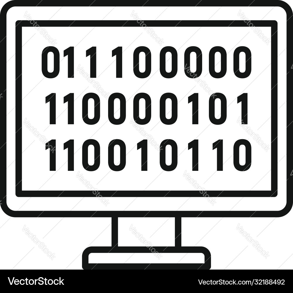 Computer machine learning icon outline style Computer machine learning icon outline style vector image
