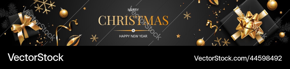 Elegant Gold Christmas Banner Vector Image