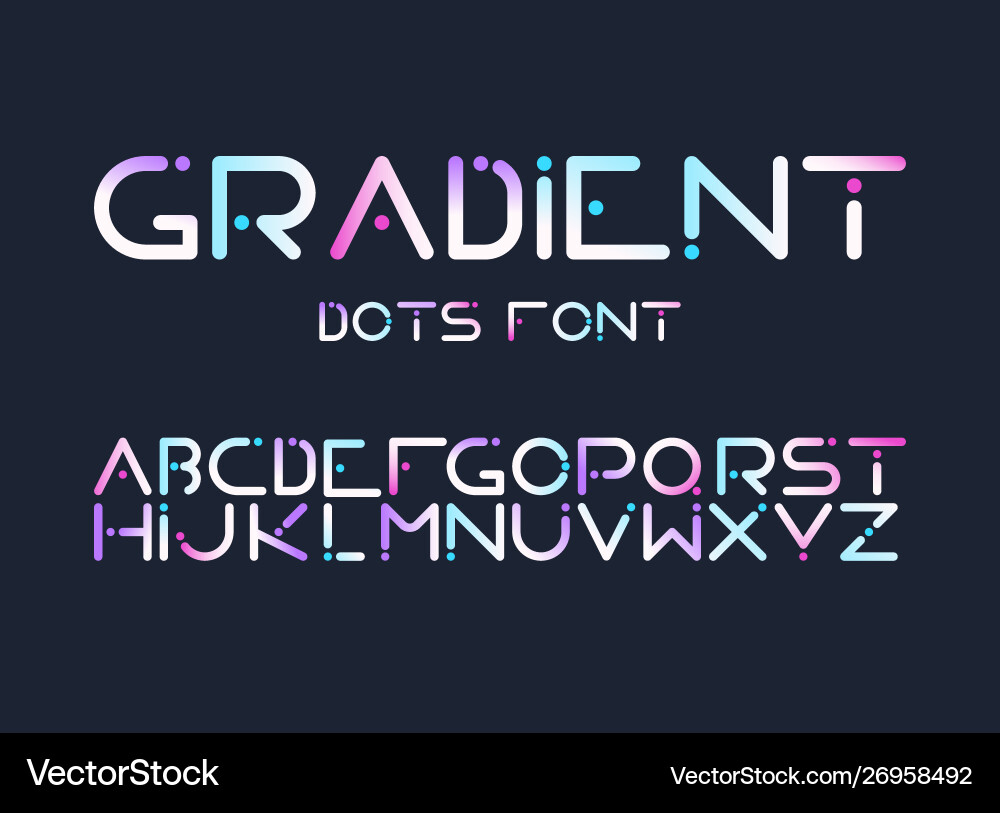 English alphabet gradient letters flat set vector image