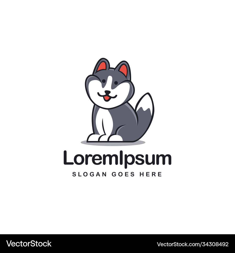 Fat cute siberian husky dog logo mascot Template Fat cute siberian husky dog logo mascot Template vektorbild