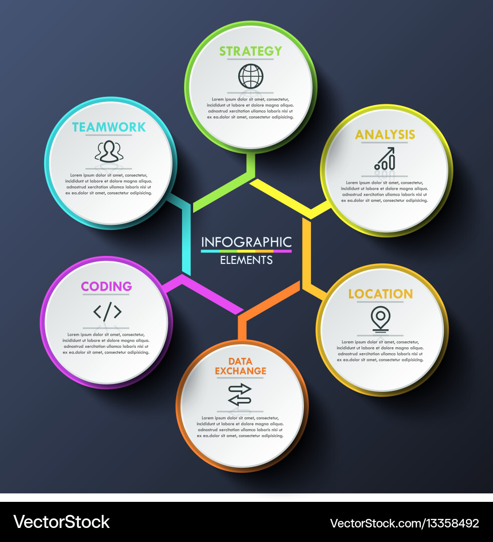 Infographic design template circular chart with 6 vector image