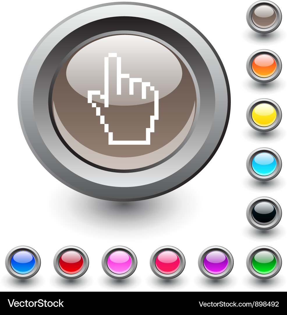 Pixel Hand rund Knopf Vektorbild