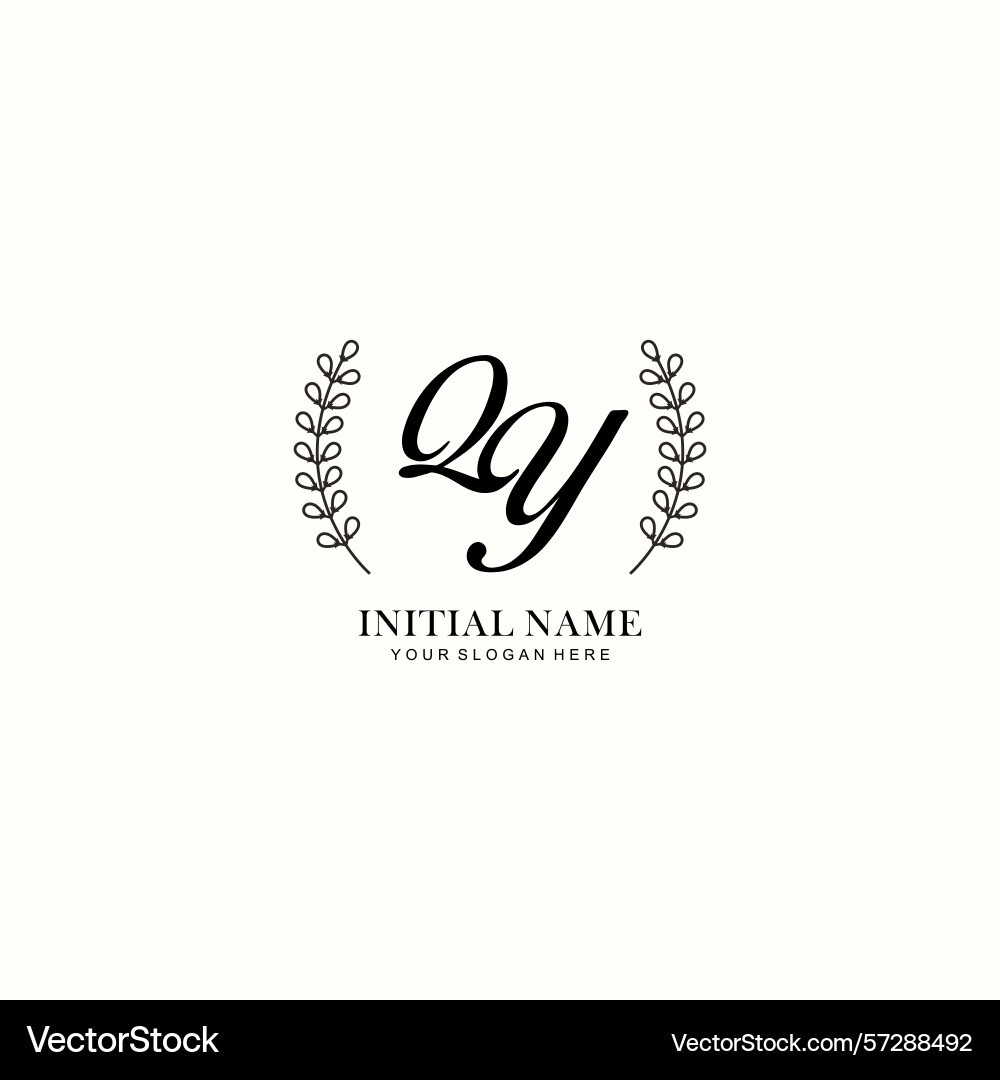 Qy initial logo templates with botanical elements Vector Image