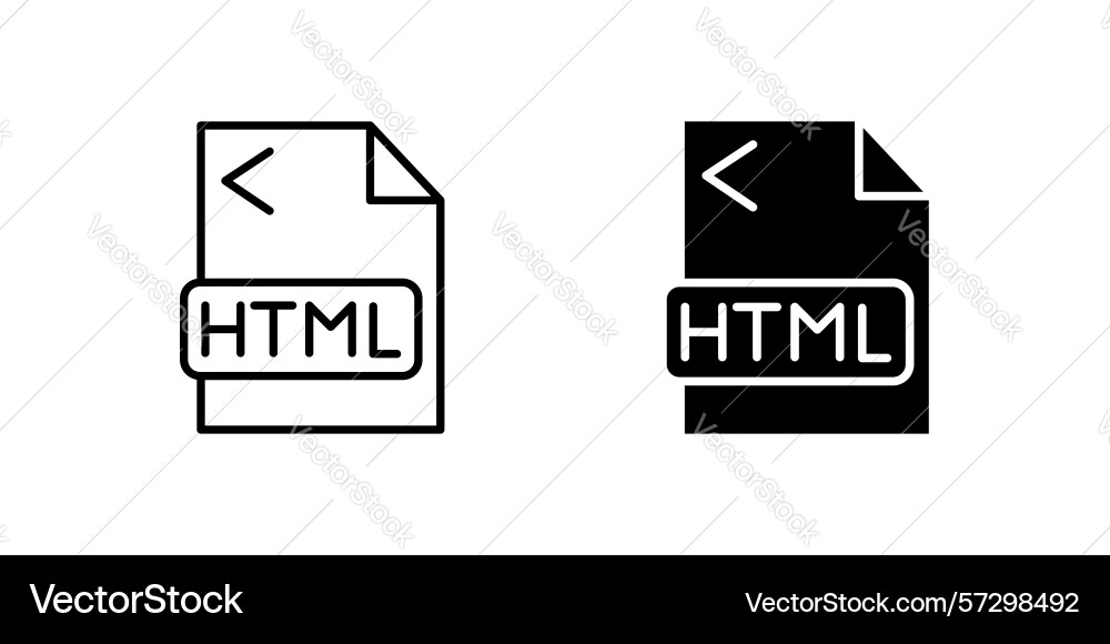 Standard html file icon set for coding web vector image