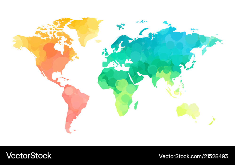 Color circles world map pattern Color circles world map pattern vector image