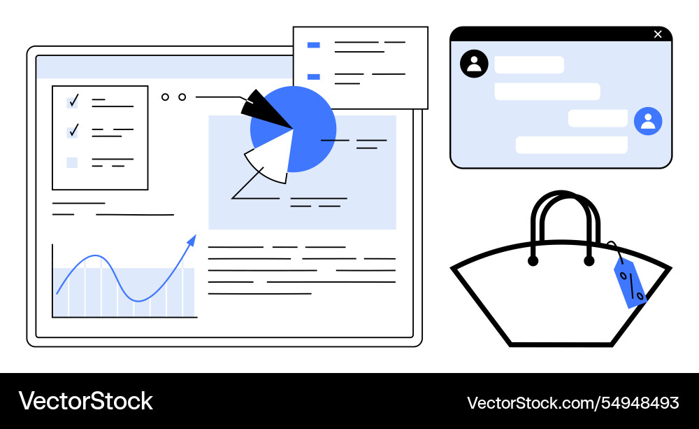 Digital workspace data analysis communication Digital workspace data analysis communication Vector Image