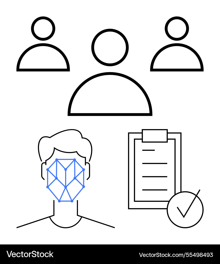 Face recognition and user verification concept Face recognition and user verification concept vector image