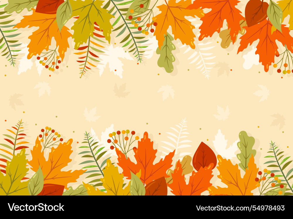 Flat autumn background with empty space Vector Image