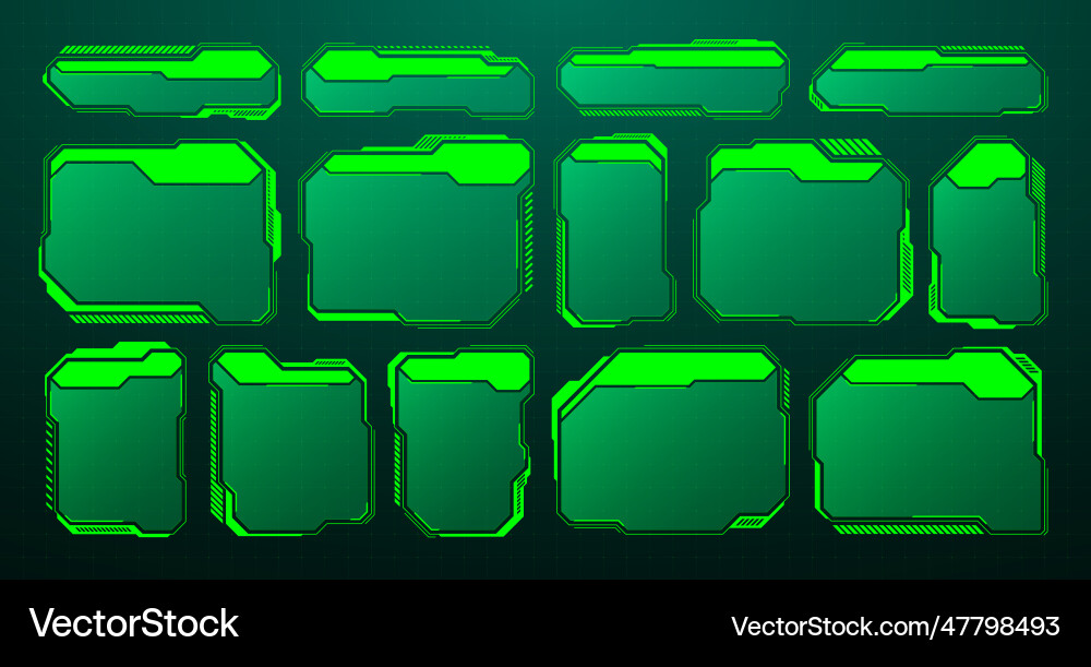 Green futuristic hud ui elements sci-fi user vector image