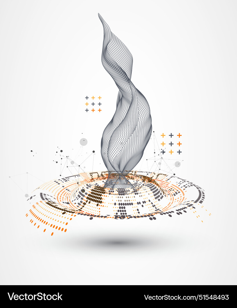 Halftone theme with wireframe wave science Halftone theme with wireframe wave science vector image