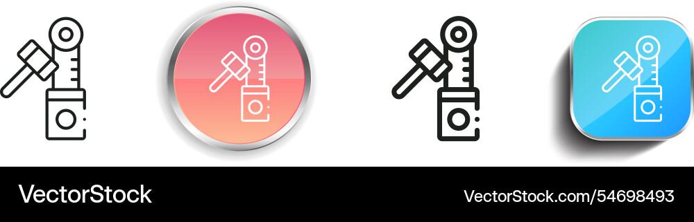 Hammer game icon thin linear regular and button vector image
