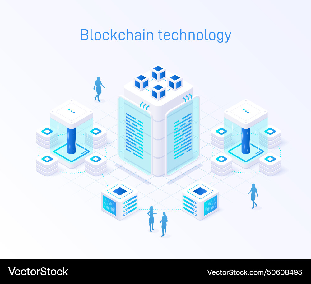 It is an isometric of a blockchain It is an isometric of a blockchain vector image