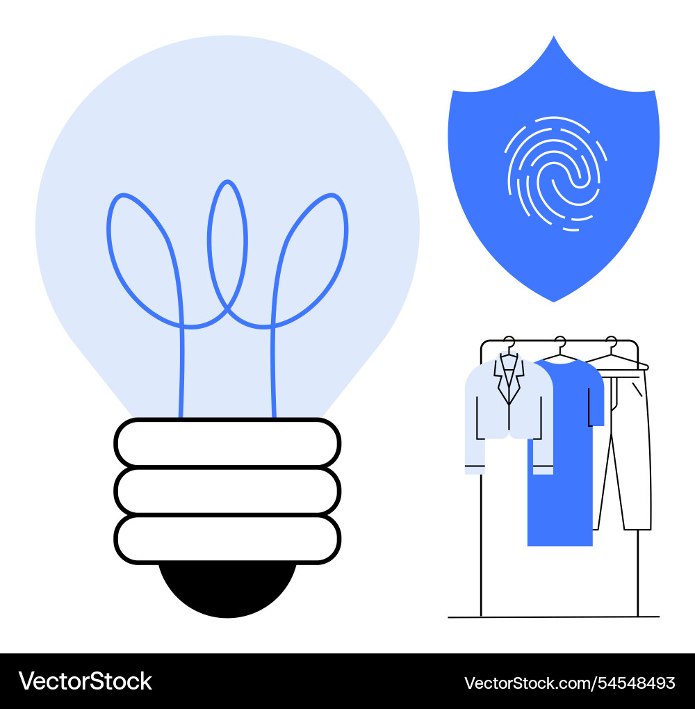 Light bulb security shield with fingerprint Vector Image