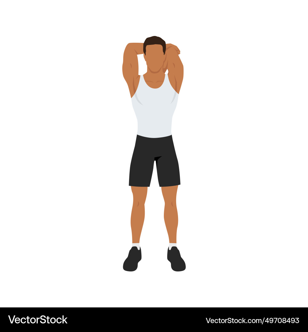 Man doing overhead triceps stretch exercise Man doing overhead triceps stretch exercise vector image