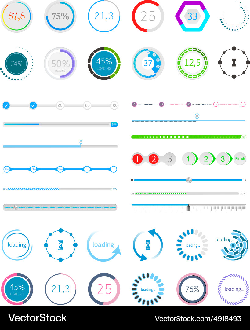 Set of preloaders and loading bars Vector Image