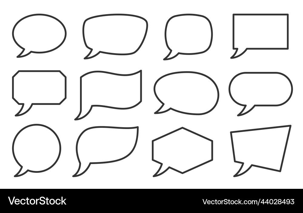 Speech bubble geometric balloon banner line set Speech bubble geometric balloon banner line set vector image