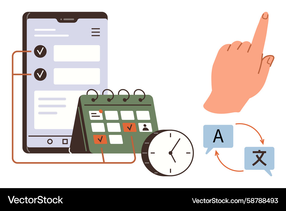 Time management and task tracking with digital Time management and task tracking with digital Vector Image