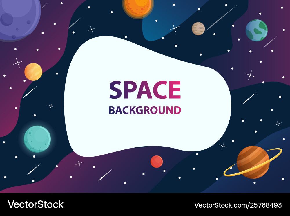 White frame text with planet in space galaxy White frame text with planet in space galaxy vector image