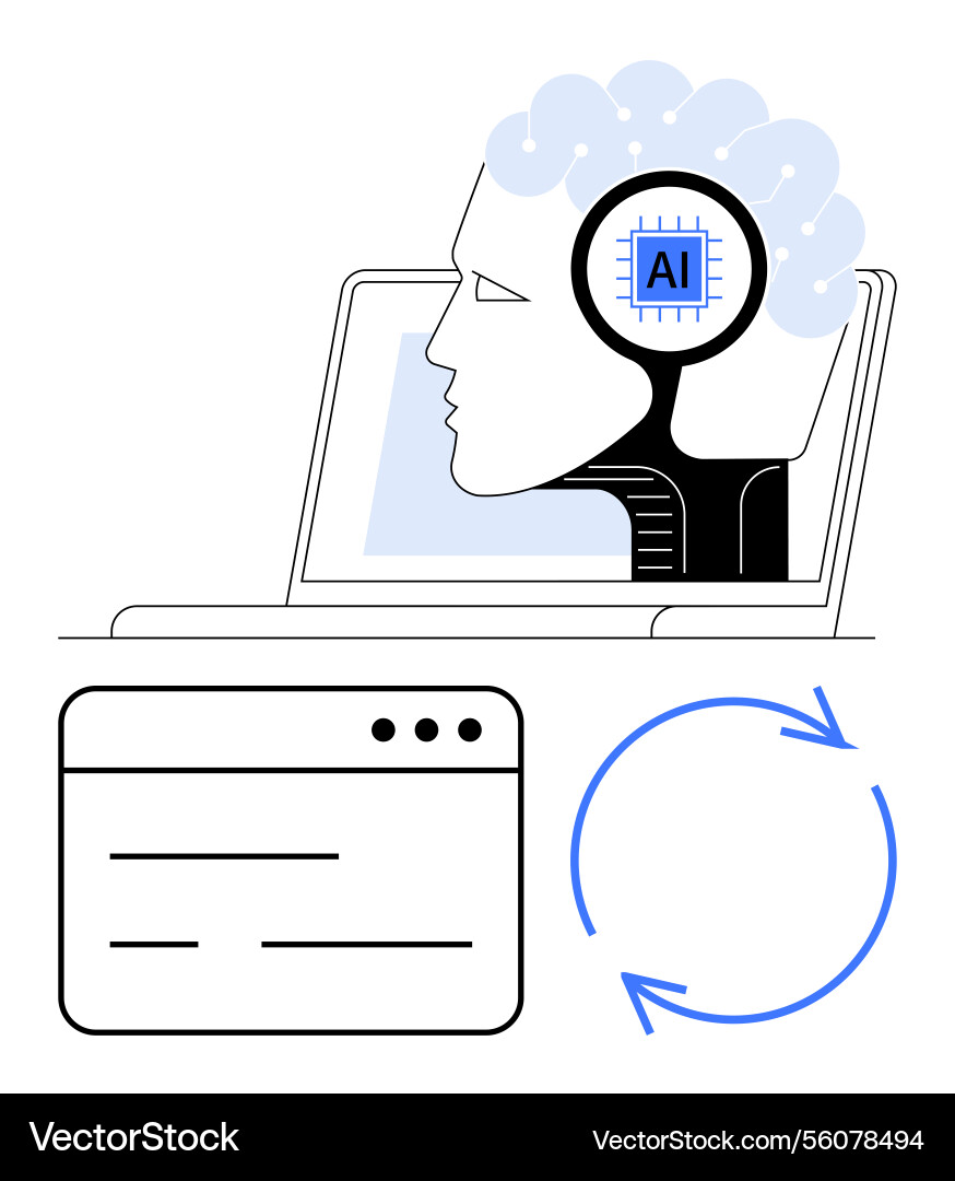 Artificial intelligence integration with computer Artificial intelligence integration with computer Vector Image
