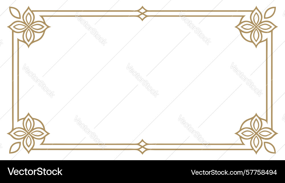 Elegant rectangular frame with intricate corner vector image
