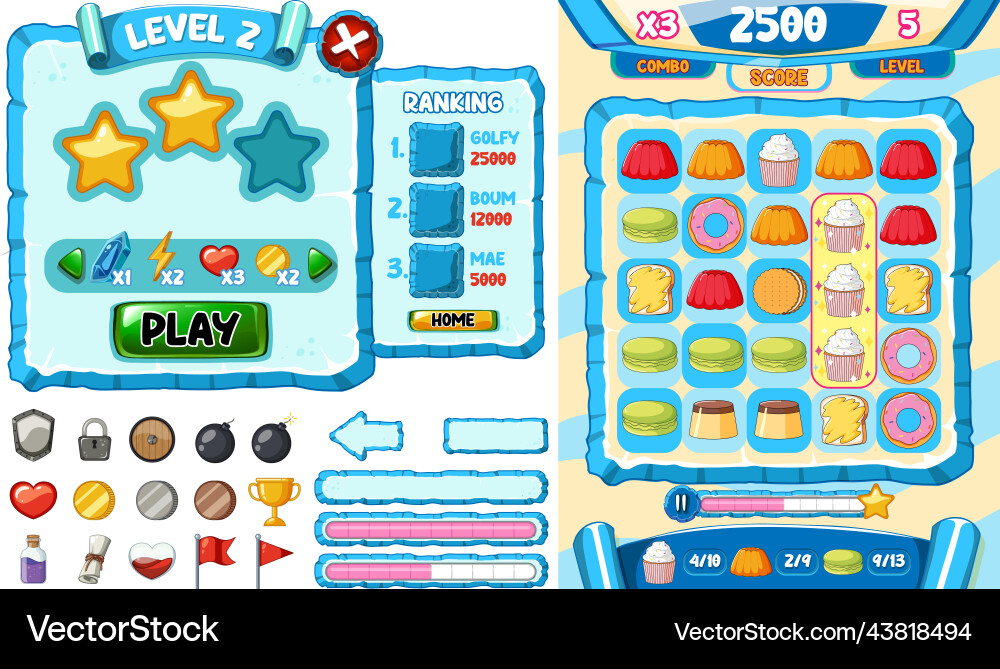 Game Element Icon Set - Pixel Style vector image