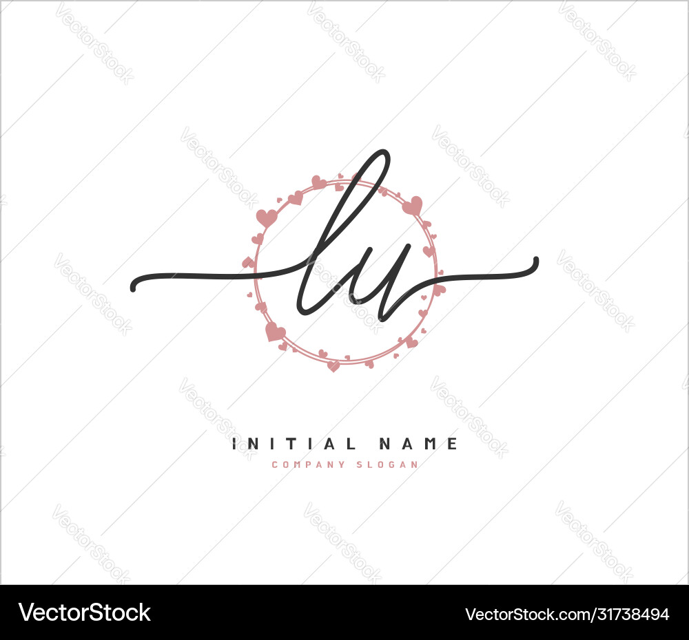 L u lu beauty initial logo handschrift L u lu beauty initial logo handschrift vektorbild