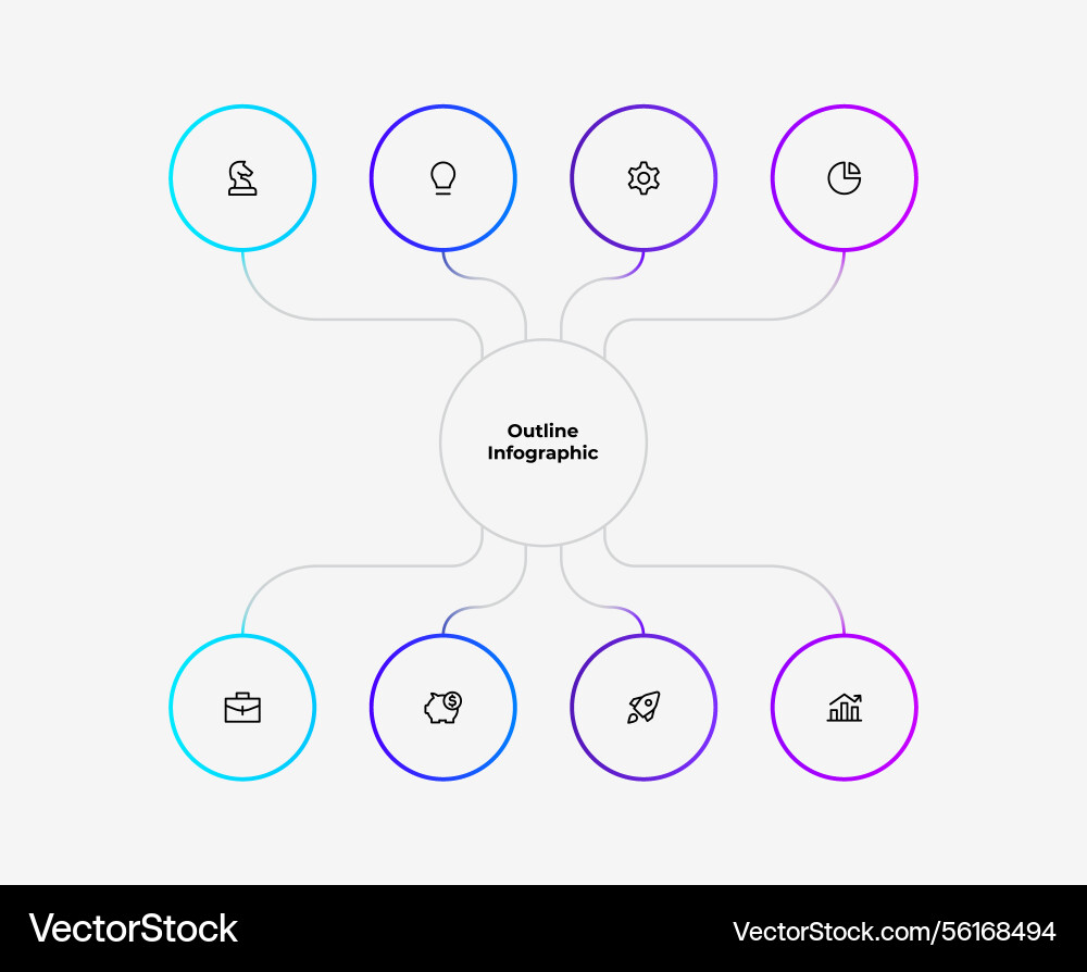 Minimalistic infographic with connected 8 circular Minimalistic infographic with connected 8 circular vector image
