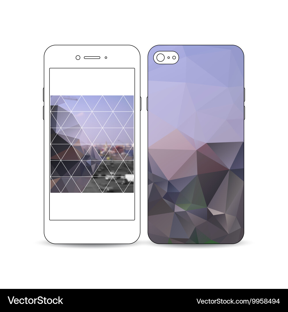 Mobile smartphone with an example of the screen vector image
