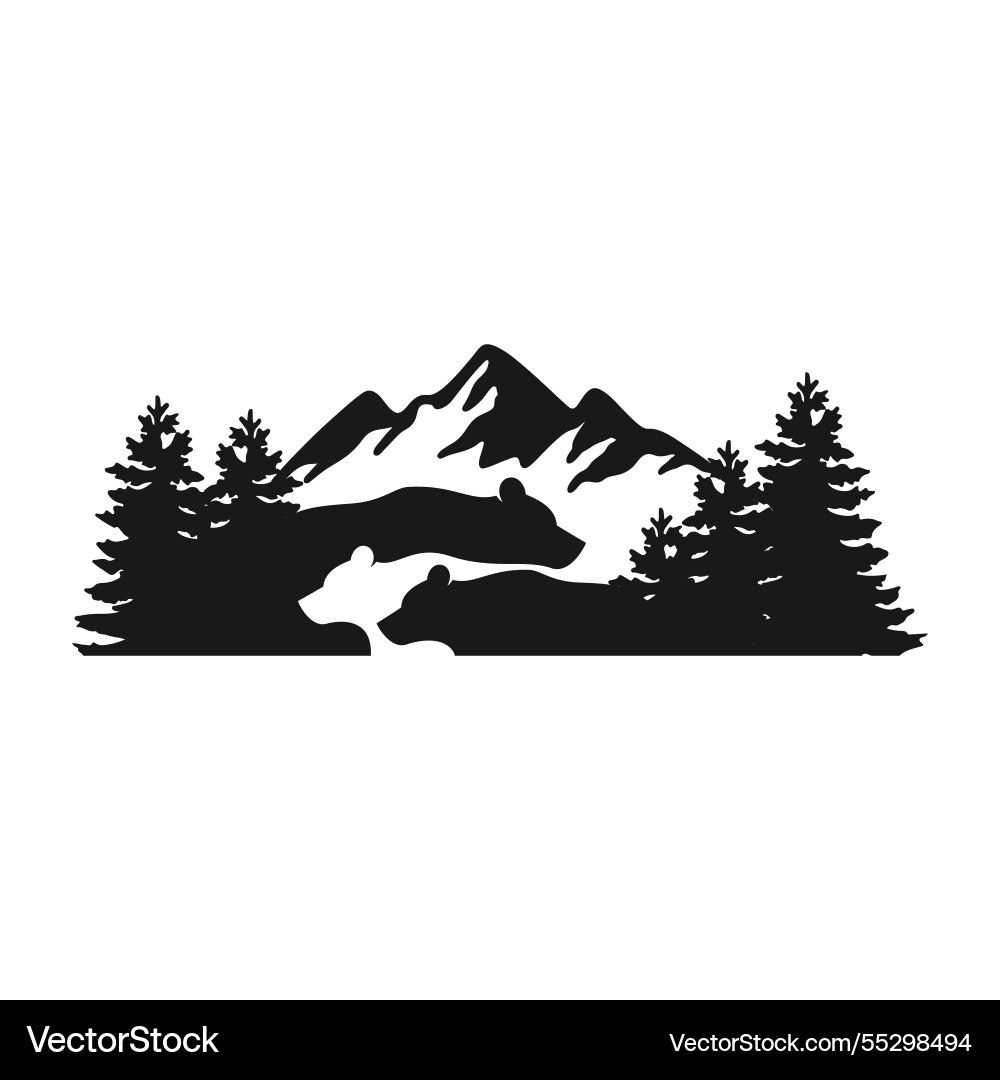 Mountain range with trees Royalty Free Vector Image