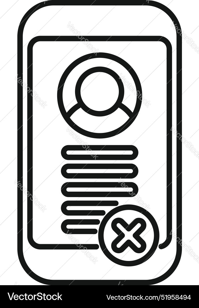 Smartphone showing deleting user profile icon Smartphone showing deleting user profile icon vector image